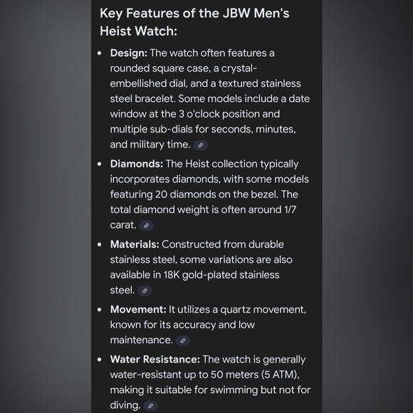 New JBW Men's Heist 1/7 cttw Diamond Quartz Stainless Steel Watch J6380D 45mm - Picture 8 of 10